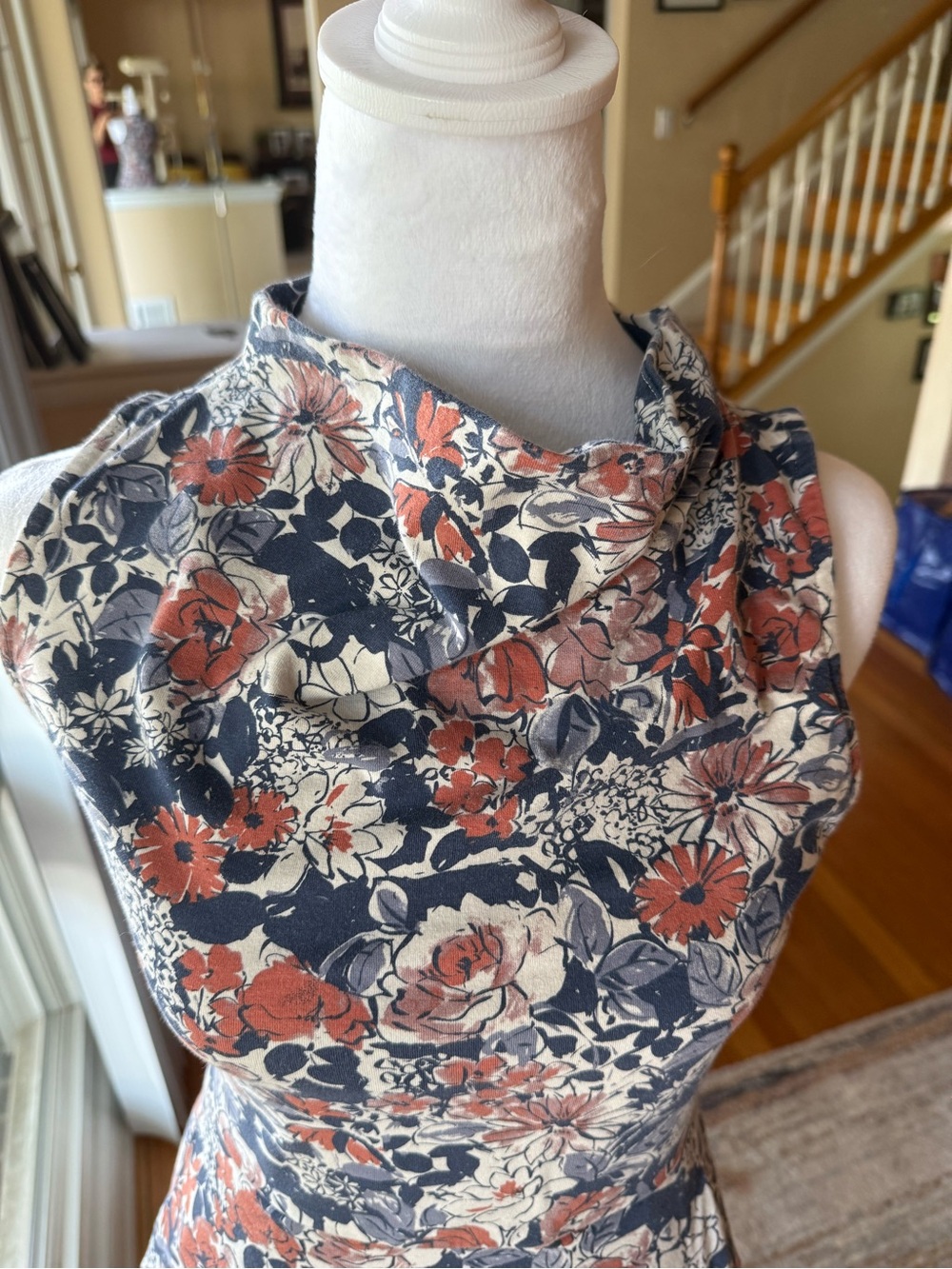Pact Navy Floral Sleeveless Midi Dress Small EUC - Picture 2 of 5
